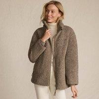 Lands' End Women's Borg Fleece Jacket in Light Brown | Size: 14-16