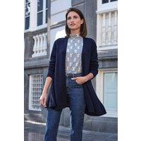 Pure Collection Women's Gassato Lightweight Cashmere Swing Cardigan in Navy | Size: Medium