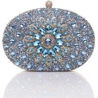 AJVANI Women's Diamante Embellished Oval Prom Clutch Bag in Blue