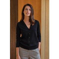 Pure Collection Women's Cashmere V Neck Cardigan in Black | Size: 18