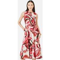 Yumi Women's Viscose Swirl Print Midi Dress in Bright Pink | Size: 16