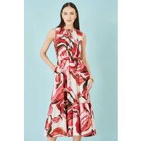Yumi Women's Viscose Swirl Print Midi Dress in Pink | Size: 24