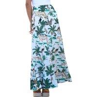 Yumi Women's Animal Print Cotton Tiered Maxi Skirt in White | Size: Small