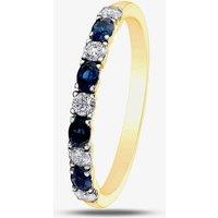 T.H.Baker Women's 9ct Yellow Gold Sapphire & 0.2ct Diamond Half Eternity Ring in Blue | Size: N