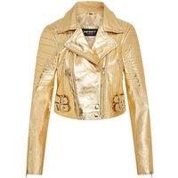 Infinity Leather Women's Brando Cropped Leather Jacket-Longtown in Gold | Size: 20