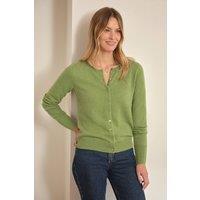 Pure Collection Women's Cashmere Crew Neck Cardigan in Green | Size: 10