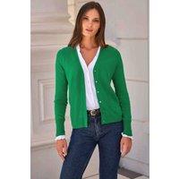 Pure Collection Women's Cashmere V Neck Cardigan in Green | Size: 20