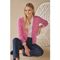 Pure Collection Women's Cashmere V Neck Cardigan in Pink | Size: 20