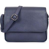 House of Leather Women's Womens Real Leather Cross Body Bag Flap over Organiser Style HOL324 Black in Navy | Size: Small