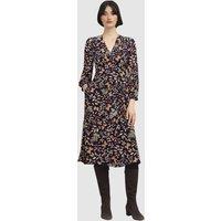 Hobbs London Women's Zainah V-Neck Midi Dress in Dark Navy | Size: 10
