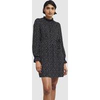 Hobbs London Women's Otilla Ruffled High-Neck Mini Dress in Black | Size: 10