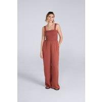 Animal Women's 'Astrid' Lightweight Casual Sleeveless Wide Leg Relaxed Fit Jumpsuit in Terracotta | Size: 16