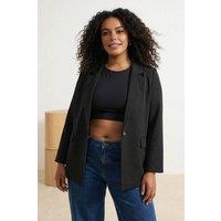 WOVCOR Women's Single Button Tailored Classic Blazer Jacket in Black | Size: 18
