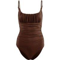 WOVCOR Women's Strappy Square Neck Ruched Waist Swimsuit in Brown | Size: 6