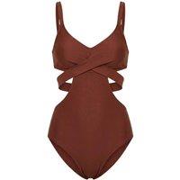 WOVCOR Women's Cut Out Wrap Detail Strappy Swimsuit in Brown | Size: 6