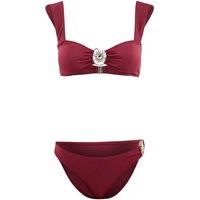 WOVCOR Women's Underwired Bikini Set with Ring Detail & Wide Straps in Burgundy | Size: 6