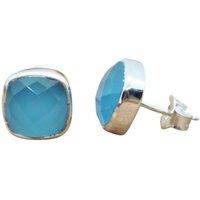 Harfi Women's 925 Sterling Silver Blue Chalcedony Gemstone Earrings