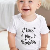 Aye Do Gifts Personalised Black & White I Love My Mummy, Nana, Aunty Baby Outfit: Vest | Size: 0-3 m