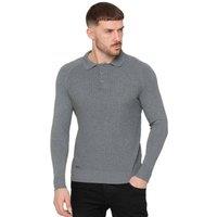 Enzo Men's Waffle Knit Jumper in Grey | Size: Small