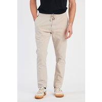 French Connection Men's Linen Blend Cuffed Trousers in Stone | Size: 2XL