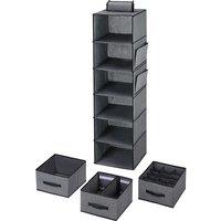 Living and Home 6-Tier Closet Hanging Organizer Set Foldable Wardrobe Divided Drawer Storage Box in Grey