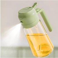 Living and Home 2-in-1 600ml/475ml Premium Glass Oil Sprayer & Dispenser in Green | Size: Medium