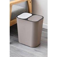 H&O Direct 2 Section Dry Wet Separation Rubbish Bin Trash Can Waste Bin in Grey