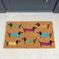 Garden Greatness Playful Dachshunds Natural Coir Doormat | Size: 45 cm x 75 cm