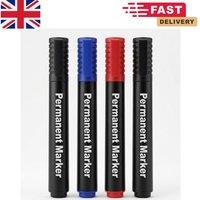 DECORE4U LTD 4 Pack Permanent Marker Pens Bold Black Ink Fast Dry Smear Proof Markers