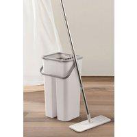 H&O Direct Flat Mop & Bucket Set for Floor Cleaning in Grey