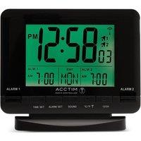 Acctim Delaware Digital Alarm Clock Radio Controlled Dual Couples Alarm Date & Temperature Display in Black