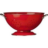 Orsina Red Enamel Colander, Durable Metal Strainer With Twin Handles & Glossy Finish, Ideal For Draining Pasta