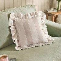 Wylder Birdie Stripe 100% Cotton Ruffle Cushion in Natural | Size: 45 cm x 45 cm