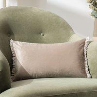 Wylder Tilly Velvet Frill Reversible Cushion in Beige | Size: 30 cm x 50 cm