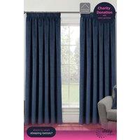 Enhanced Living Velvet, Supersoft, 100% Blackout, Thermal Pair of Curtains with Tape Top in Blue | Size: 117 cm width x 137 cm drop