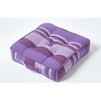 Homescapes Morocco Striped Cotton Floor Cushion in Mauve | Size: 40 cm x 40 cm