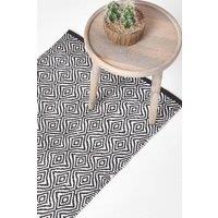 Homescapes Trance Black & White Fibre Hall Runner, 66 x 200 cm | Size: 66 cm x 200 cm