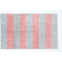 Homescapes Pink & Grey Striped Cotton Bath Mat
