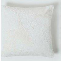 Homescapes Soft Touch Faux Fur Cushion 46 x 46 cm in Ivory