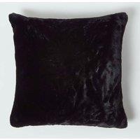 Homescapes Soft Touch Faux Fur Cushion 46 x 46 cm in Black