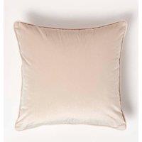 Homescapes Filled Velvet Cushion with Piped Edge 46 x 46 cm in Cream