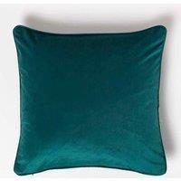 Homescapes Filled Velvet Cushion with Piped Edge 46 x 46 cm in Green
