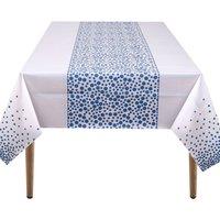 Neel Blue 137cm x 274cm PVC Tablecloth, Dot Confetti Printed Table Cover in Baby Blue | Size: 137 cm x 274 cm