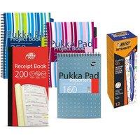 Bic 3x Pad Reporter Pad, Project Pads A4, Receipt Book & 12x Gel-ocity Pen