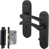 AFIT Black Twist Bathroom Handle WC Lock Novi Backplate 1 Pair | Size: 150mm x 150mm