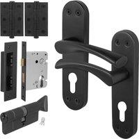 AFIT Black Euro Thumbturn Cylinder Handle Lock Hinges Set Novi | Size: 150mm x 150mm