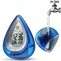 Smart Living Water Powered Multi Function Digital Battery-Free Drop Shape Desk Clock in Blue