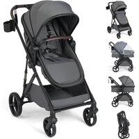 Gymax High Landscape Toddler Stroller Baby Stroller With Bassinet Pushchair in Grey