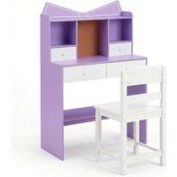 Costway Kids Study Desk & Chair Set Wooden Writing Table w/ Chair & 4 Drawers