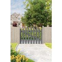 Living and Home 120x90cm Outdoor Arched Wooden Garden Gate Fence Door, Grey | Size: 120x90 cm